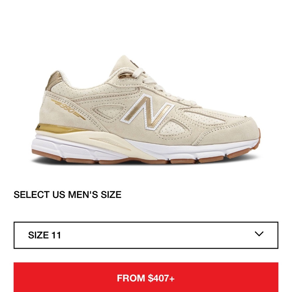 New Balance 990v4 Made In USA 'Off White Gold' M990AG4 size 12
